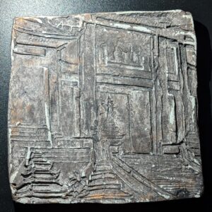 KAMI GATE SHRINE Clay Relief - Handmade Japanese Temple, Dark Copper, 10x10cm