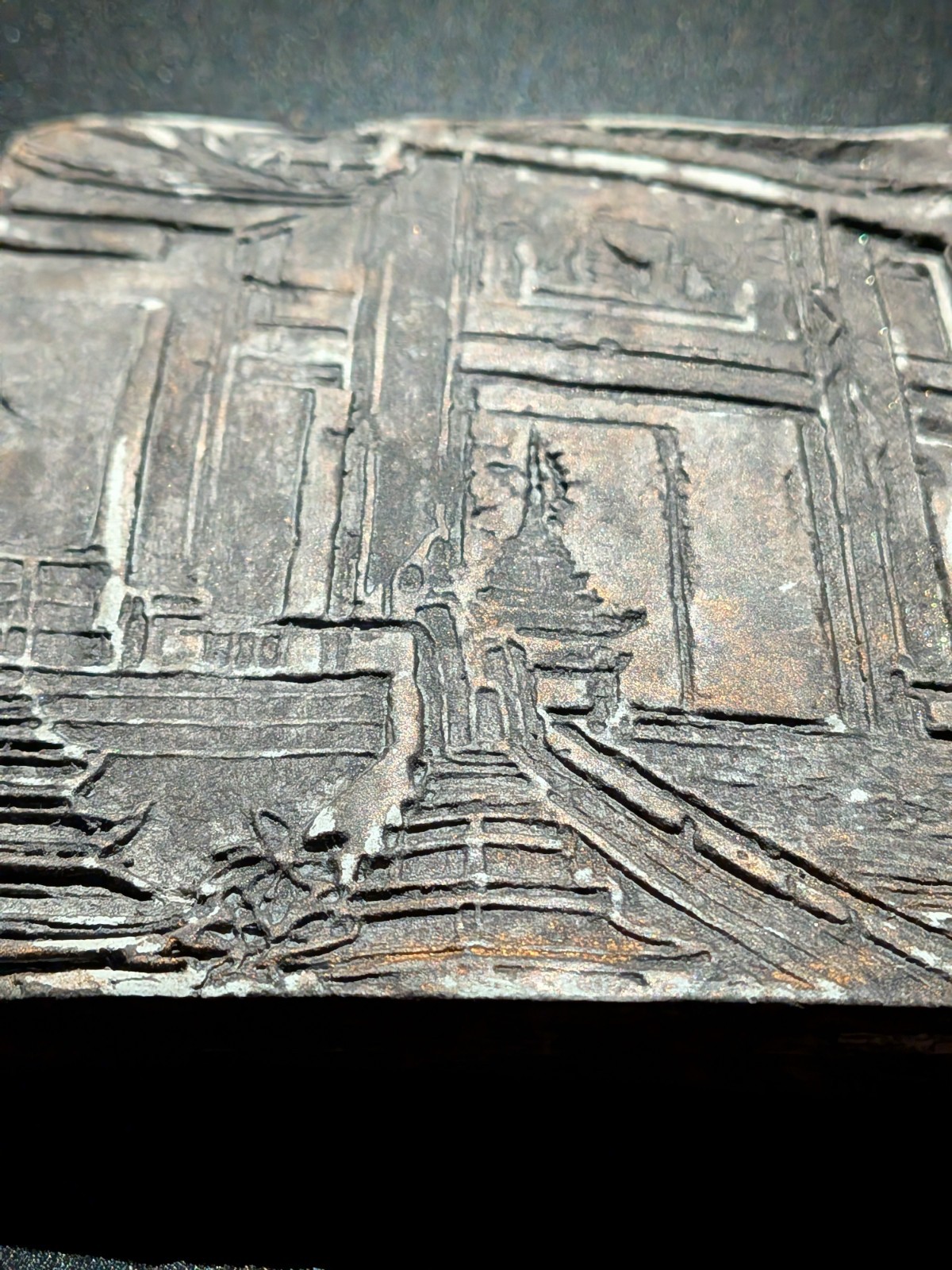 KAMI GATE SHRINE Clay Relief - Handmade Japanese Temple, Dark Copper, 10x10cm - Image 3