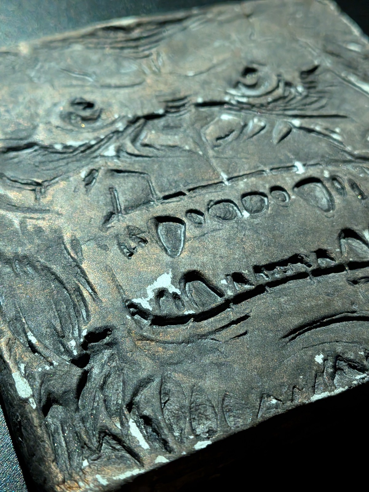 HIBAGON Clay Relief - Handmade Japanese Folklore Sculpture, Dark Copper, 10x10cm - Image 5