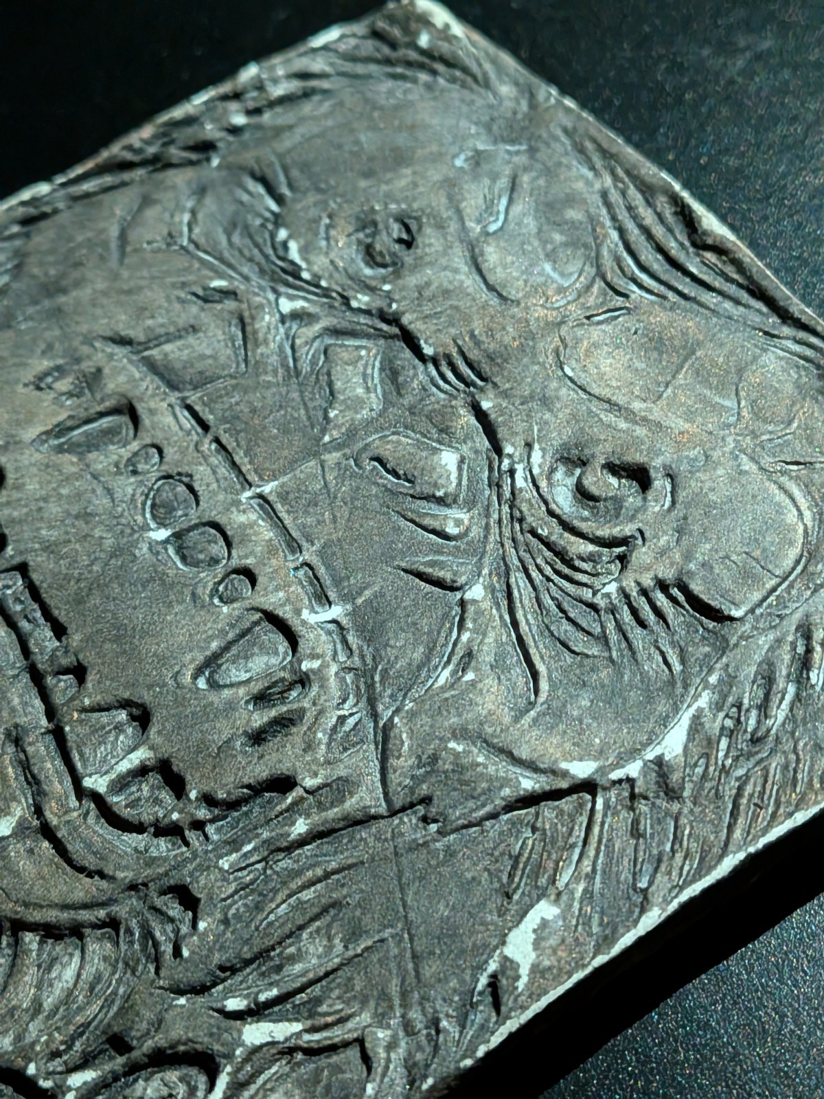 HIBAGON Clay Relief - Handmade Japanese Folklore Sculpture, Dark Copper, 10x10cm - Image 6