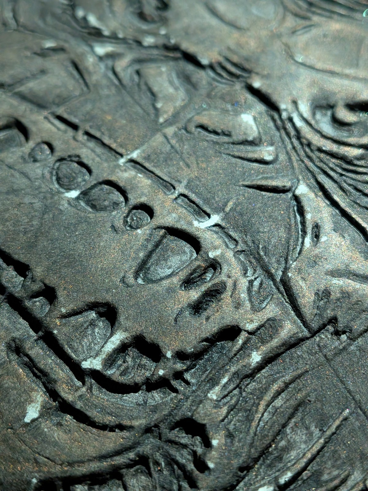 HIBAGON Clay Relief - Handmade Japanese Folklore Sculpture, Dark Copper, 10x10cm - Image 8