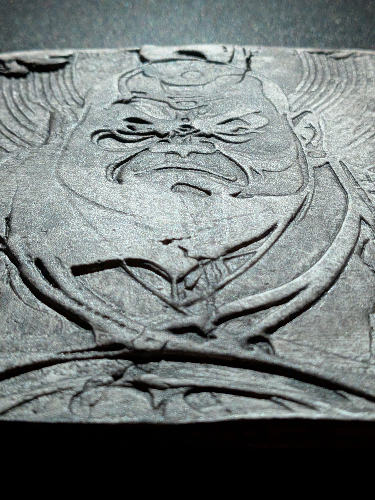 NIO GUARDIAN Clay Relief - Handmade Japanese Temple Sculpture, Grey, 10x10cm - Image 4