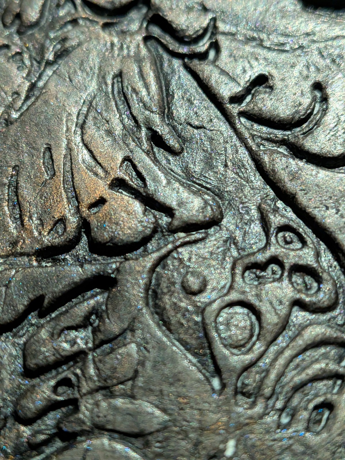 GASHADOKURO Clay Relief - Handmade Yokai Skeleton Sculpture, Dark Copper, 10x10cm - Image 7