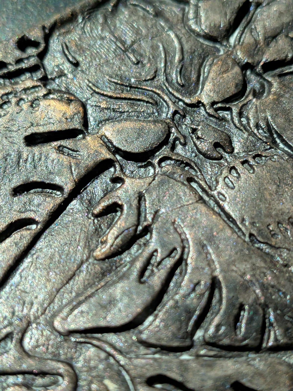 GASHADOKURO Clay Relief - Handmade Yokai Skeleton Sculpture, Dark Copper, 10x10cm - Image 8