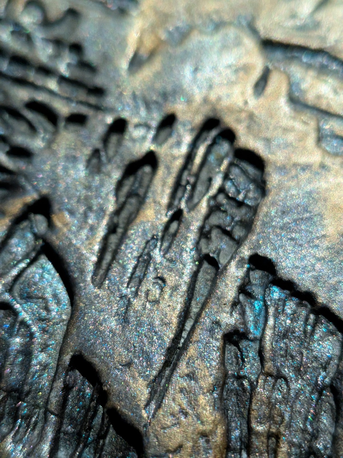 GOLDEN PAGODA Clay Relief - Handmade Japanese Sculpture, Gold/Silver, 10x10cm - Image 10