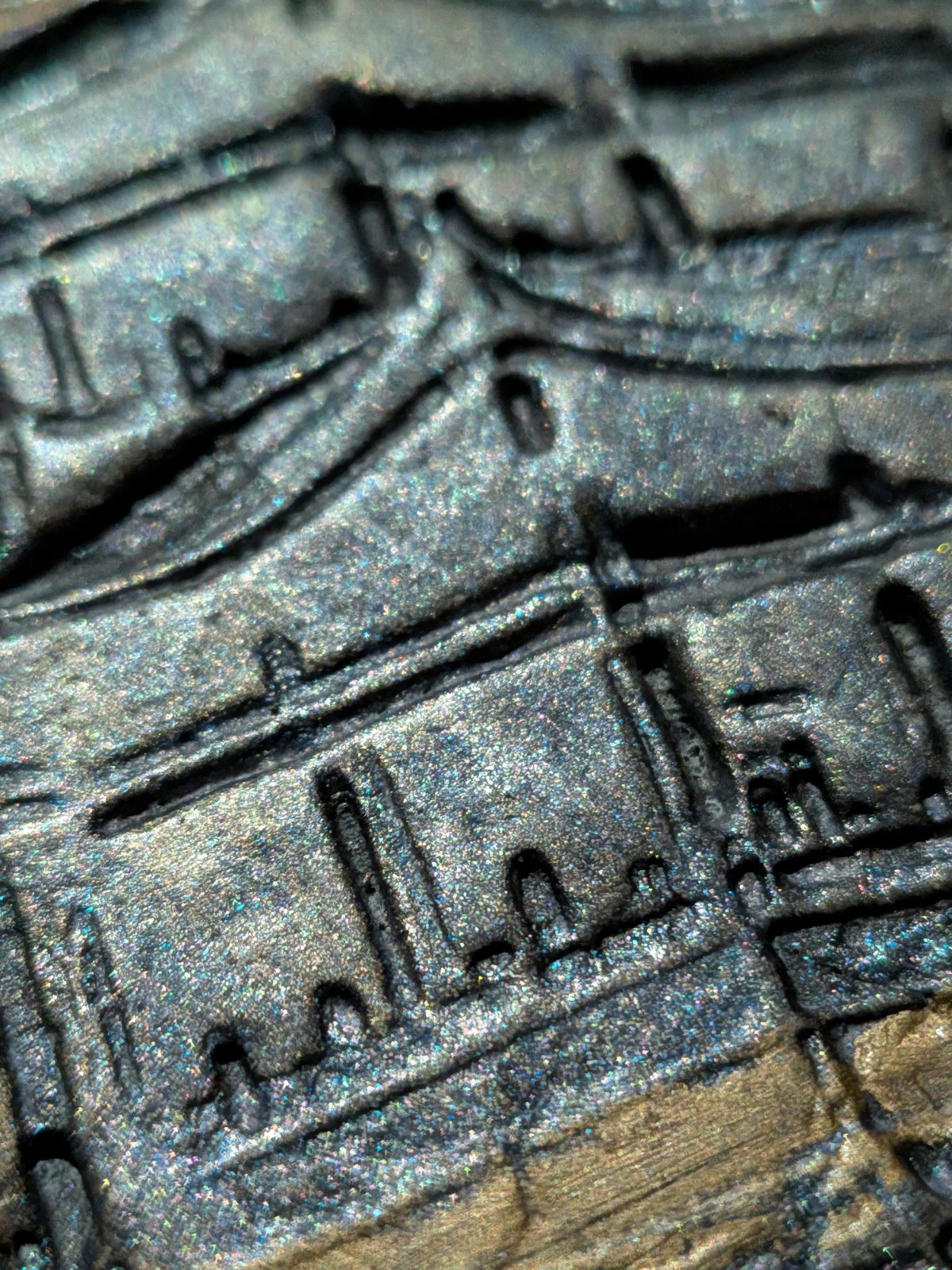 GOLDEN PAGODA Clay Relief - Handmade Japanese Sculpture, Gold/Silver, 10x10cm - Image 12