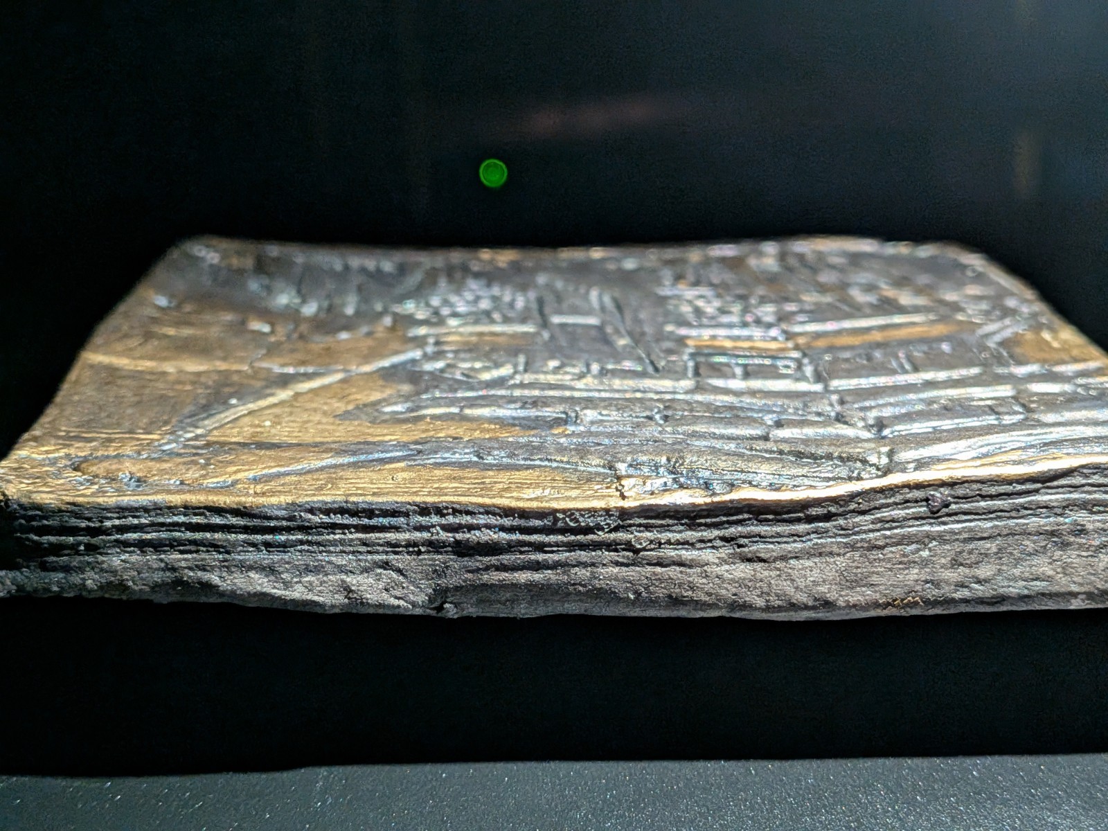 GOLDEN PAGODA Clay Relief - Handmade Japanese Sculpture, Gold/Silver, 10x10cm - Image 20