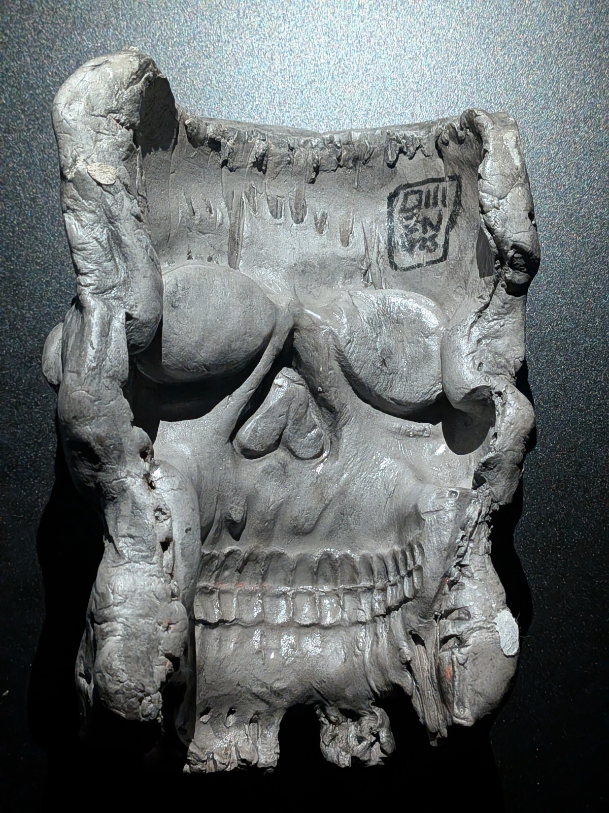 BASIN GHOST Clay Demon Mask – Handmade Yokai Sculpture, Dark Grey - Image 2