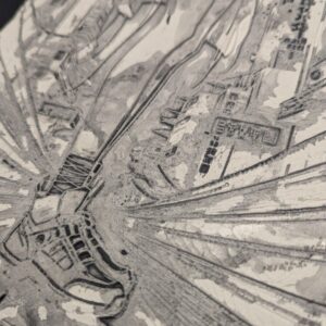 CYBERPUNK GIRL Clay Relief - Handmade Japanese Sci-Fi Sculpture, 20x20cm