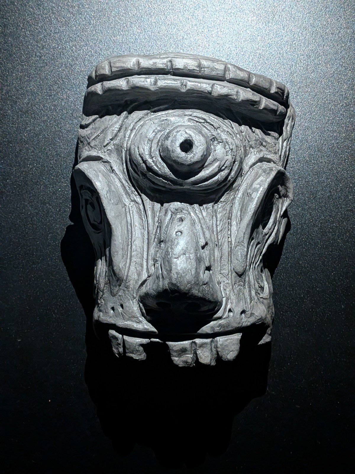 BASIN GHOST Clay Demon Mask – Handmade Yokai Sculpture, Dark Grey - Image 16