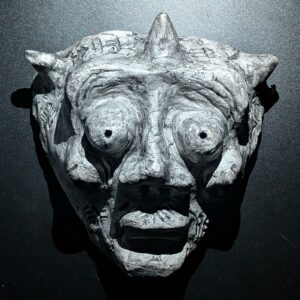 ONI KING Clay Demon Mask - Handmade Yokai Sculpture, Copper