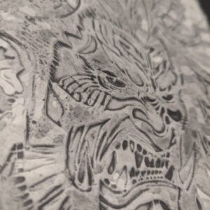 ONI YOKAI Clay Relief - Handmade Japanese Demon Sculpture, 20x20cm