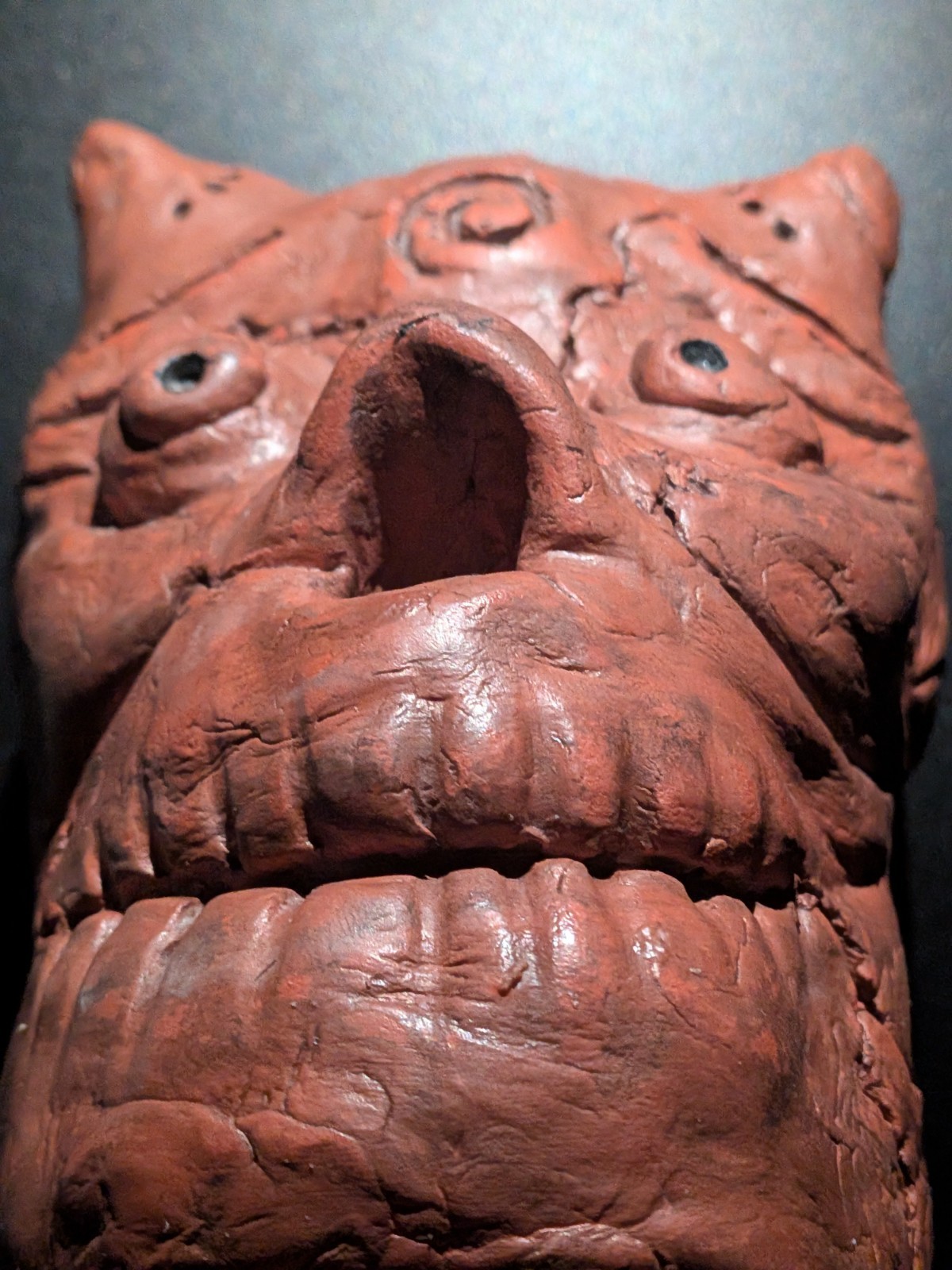 EMBER SKULL Clay Demon Mask - Handmade Yokai Sculpture, Terracotta - Image 8