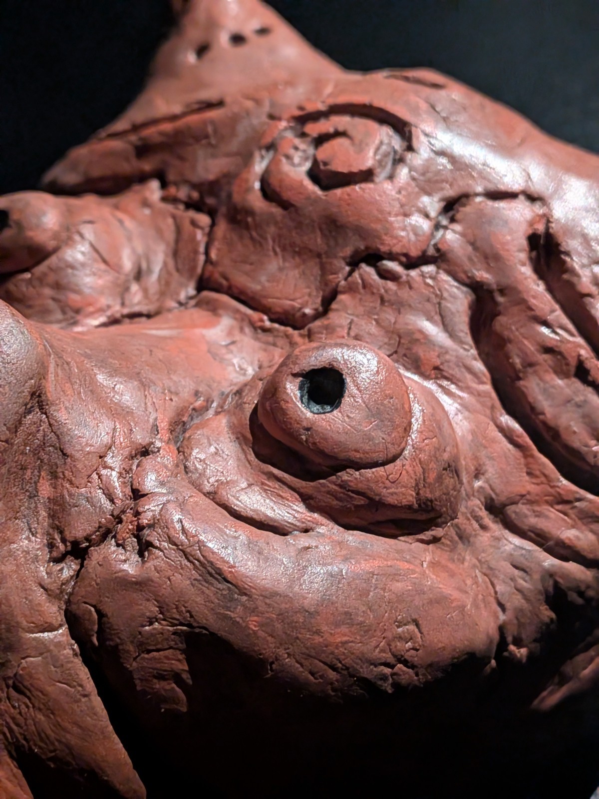 EMBER SKULL Clay Demon Mask - Handmade Yokai Sculpture, Terracotta - Image 9