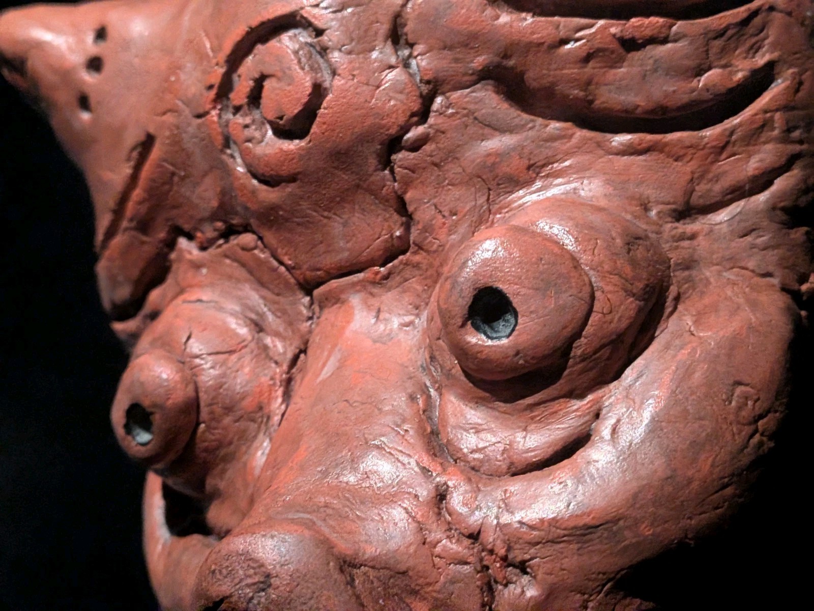 EMBER SKULL Clay Demon Mask - Handmade Yokai Sculpture, Terracotta - Image 13