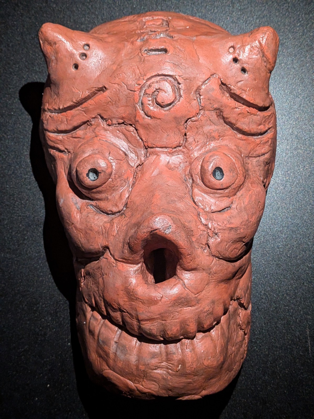 EMBER SKULL Clay Demon Mask - Handmade Yokai Sculpture, Terracotta - Image 16