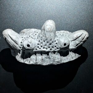 CRAB YOKAI Crown - Handmade Clay Sculpture, White, Japanese Folklore