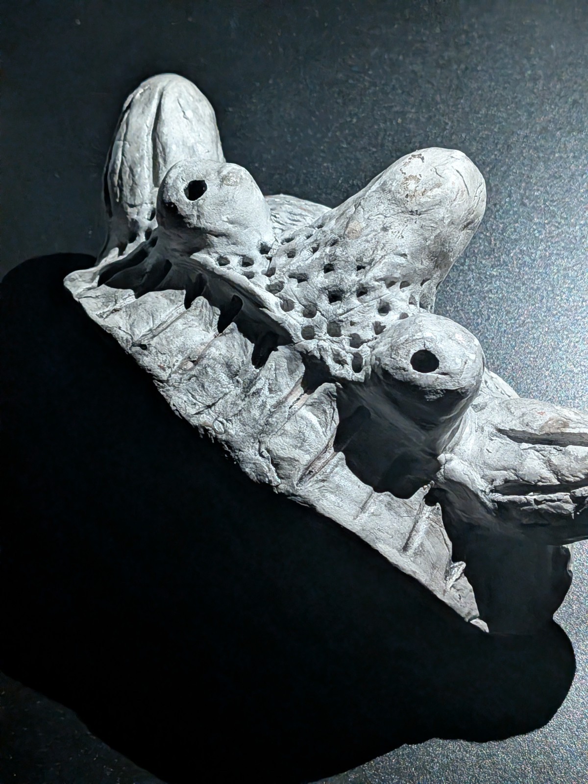 CRAB YOKAI Crown - Handmade Clay Sculpture, White, Japanese Folklore - Image 2