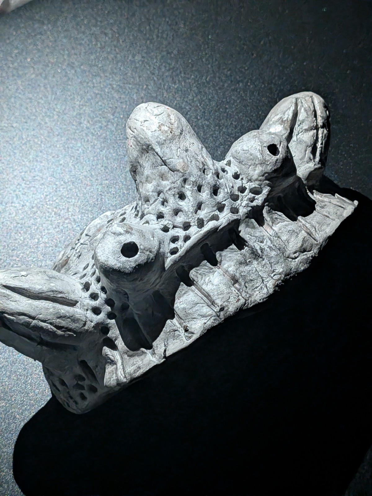 CRAB YOKAI Crown - Handmade Clay Sculpture, White, Japanese Folklore - Image 3