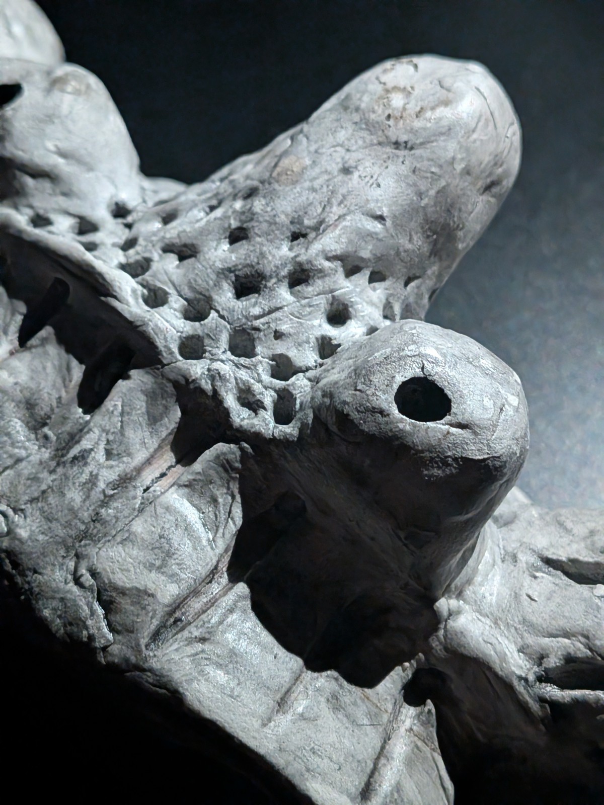 CRAB YOKAI Crown - Handmade Clay Sculpture, White, Japanese Folklore - Image 6