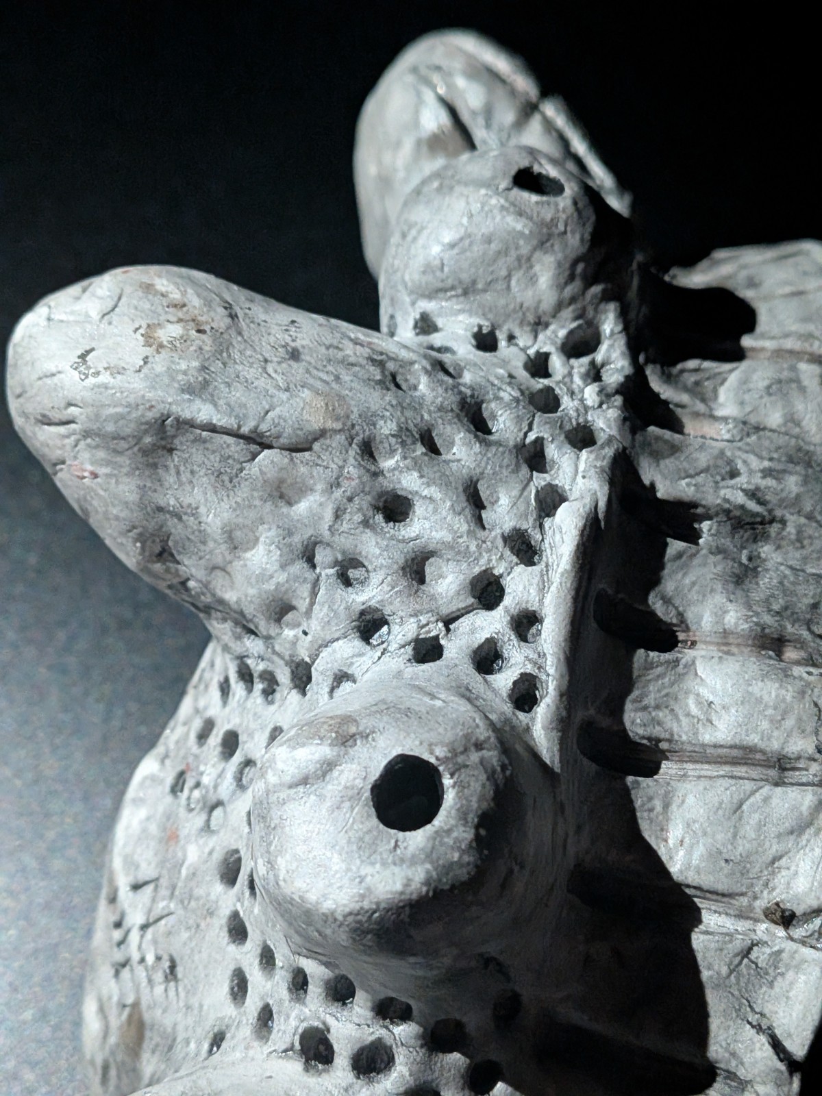 CRAB YOKAI Crown - Handmade Clay Sculpture, White, Japanese Folklore - Image 7