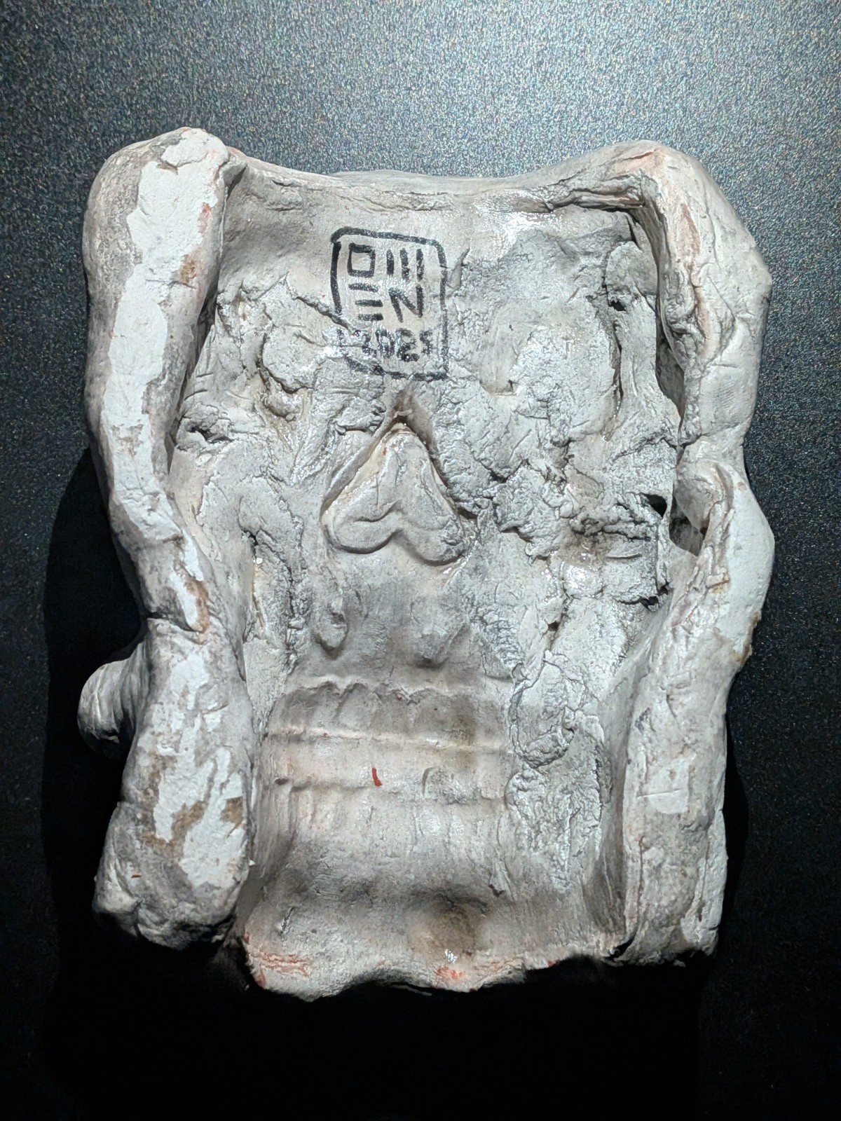 GHOST EYES Clay Demon Mask - Handmade Yokai Sculpture, White - Image 2