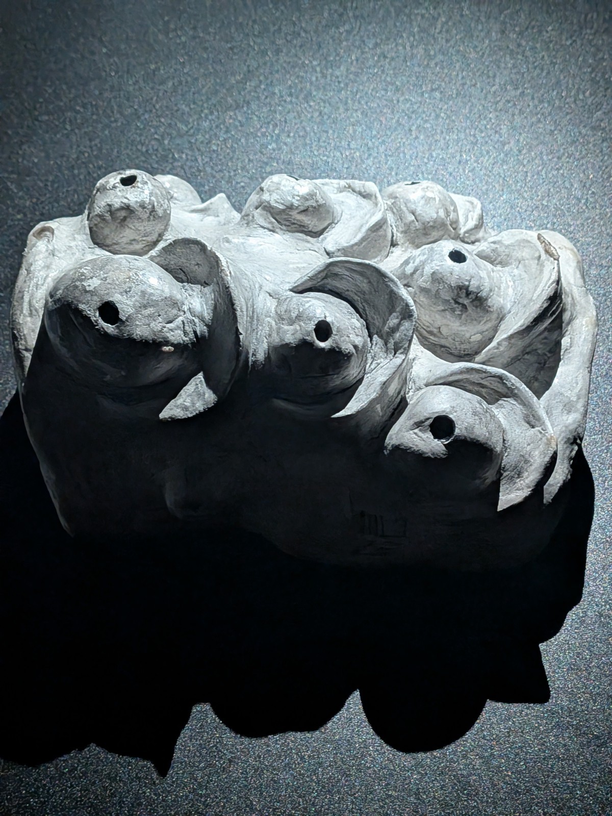 GHOST EYES Clay Demon Mask - Handmade Yokai Sculpture, White - Image 3