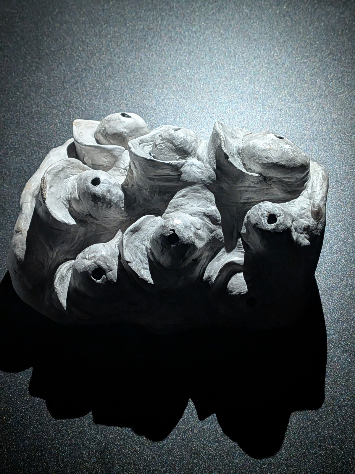 GHOST EYES Clay Demon Mask - Handmade Yokai Sculpture, White - Image 4