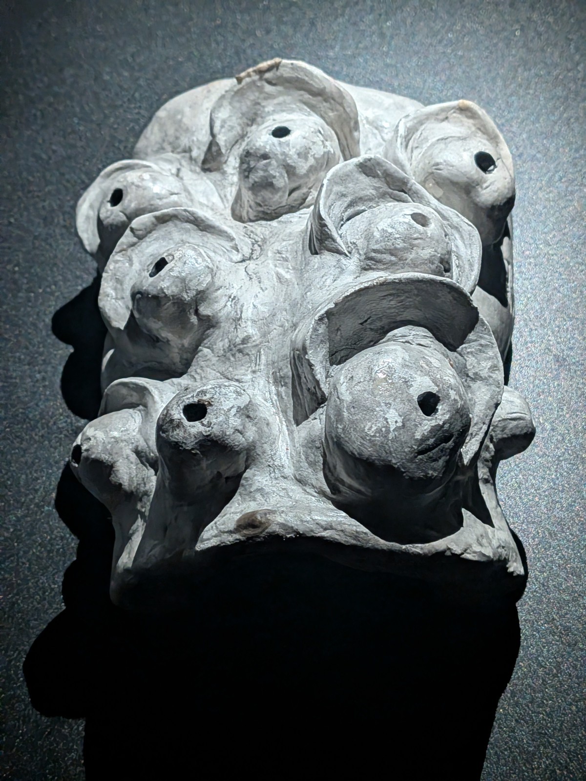 GHOST EYES Clay Demon Mask - Handmade Yokai Sculpture, White - Image 5