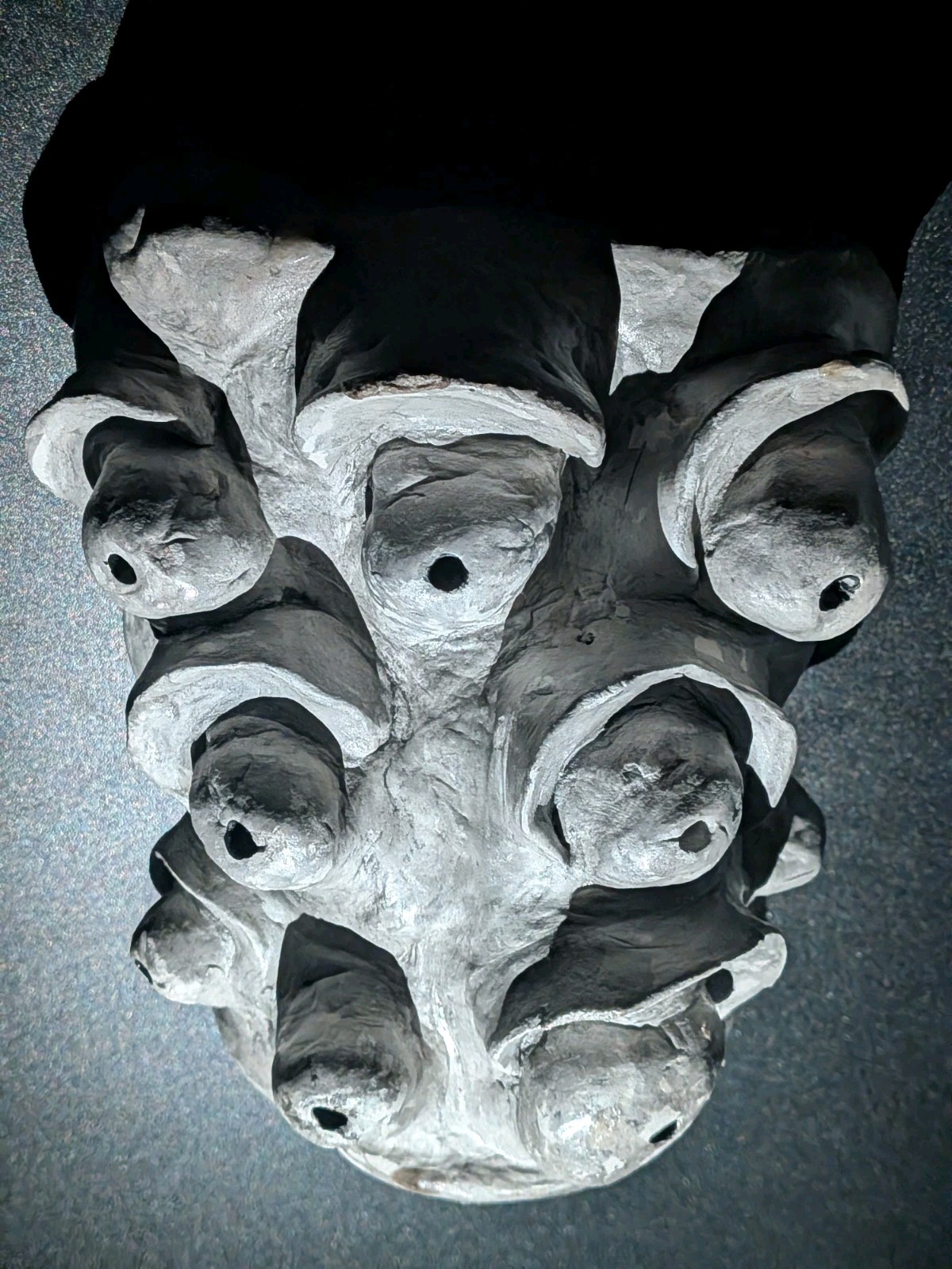 GHOST EYES Clay Demon Mask - Handmade Yokai Sculpture, White - Image 6