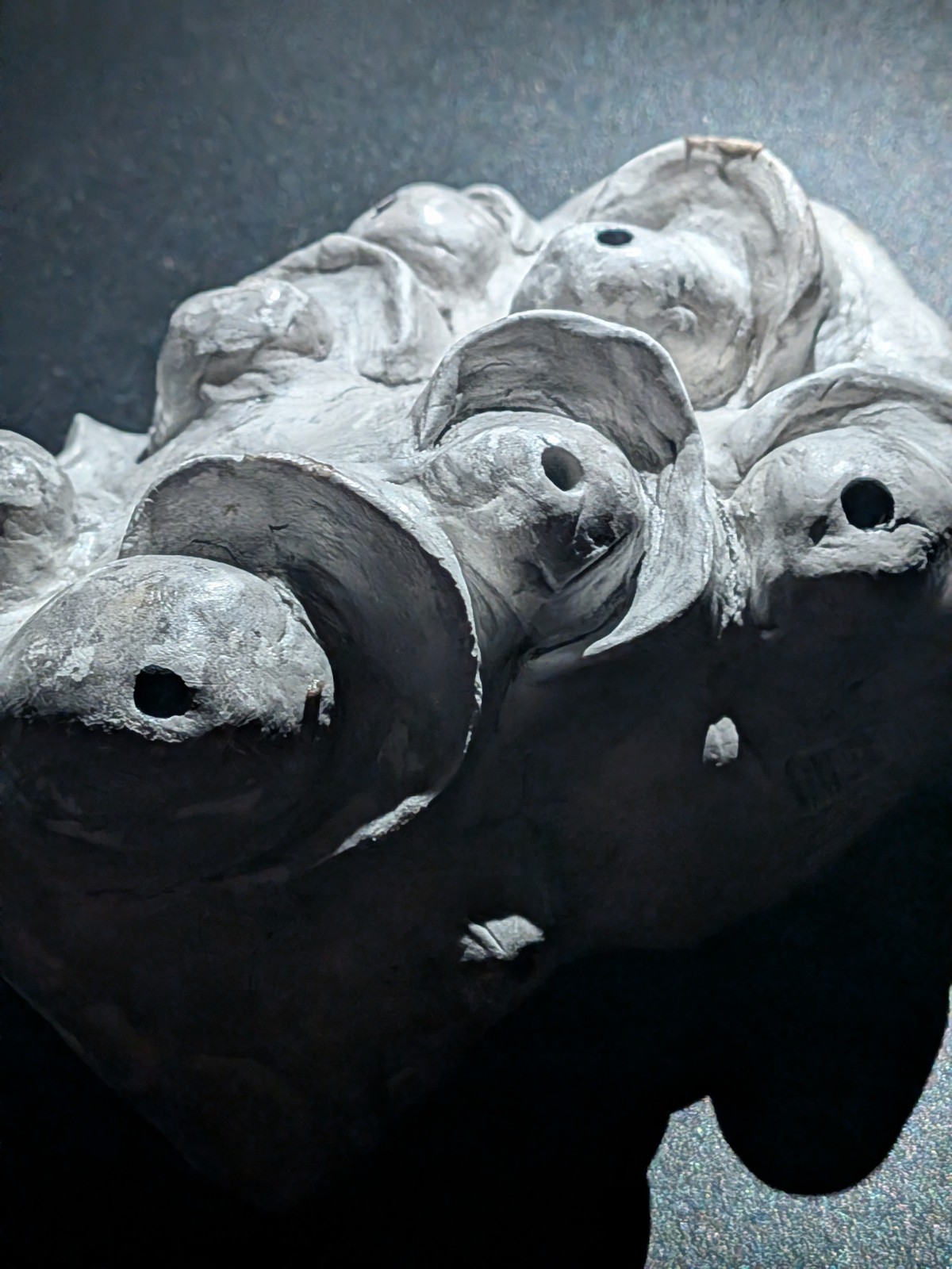 GHOST EYES Clay Demon Mask - Handmade Yokai Sculpture, White - Image 7