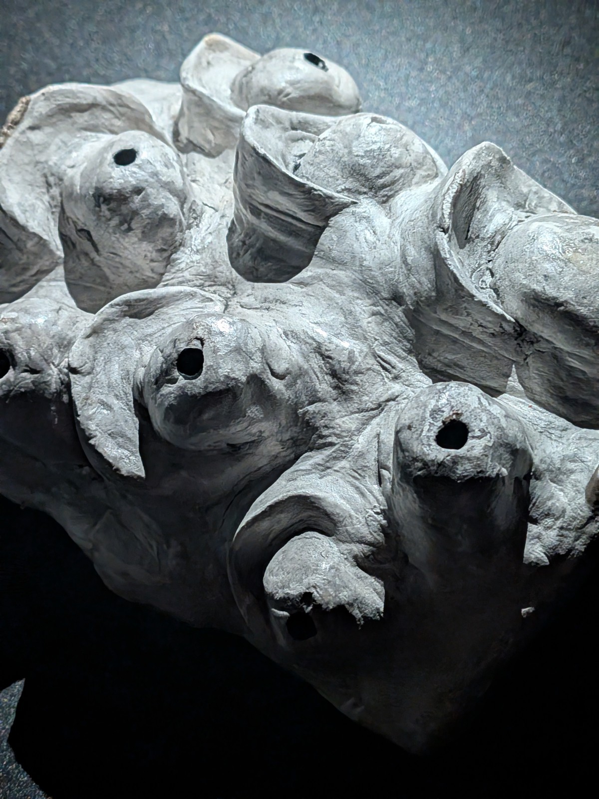 GHOST EYES Clay Demon Mask - Handmade Yokai Sculpture, White - Image 8