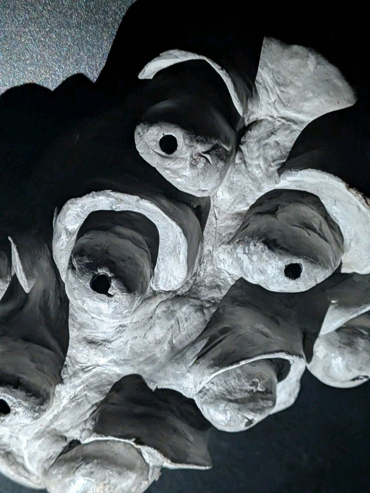 GHOST EYES Clay Demon Mask - Handmade Yokai Sculpture, White - Image 10