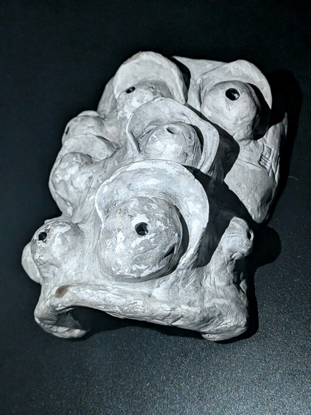 GHOST EYES Clay Demon Mask - Handmade Yokai Sculpture, White - Image 12