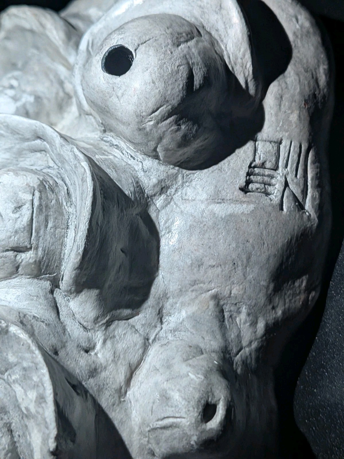 GHOST EYES Clay Demon Mask - Handmade Yokai Sculpture, White - Image 13