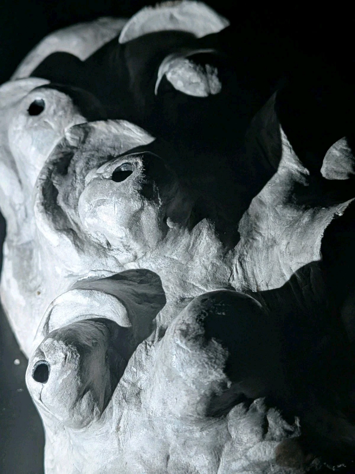 GHOST EYES Clay Demon Mask - Handmade Yokai Sculpture, White - Image 14