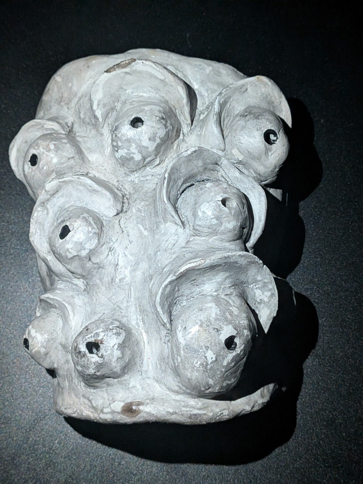 GHOST EYES Clay Demon Mask - Handmade Yokai Sculpture, White - Image 16