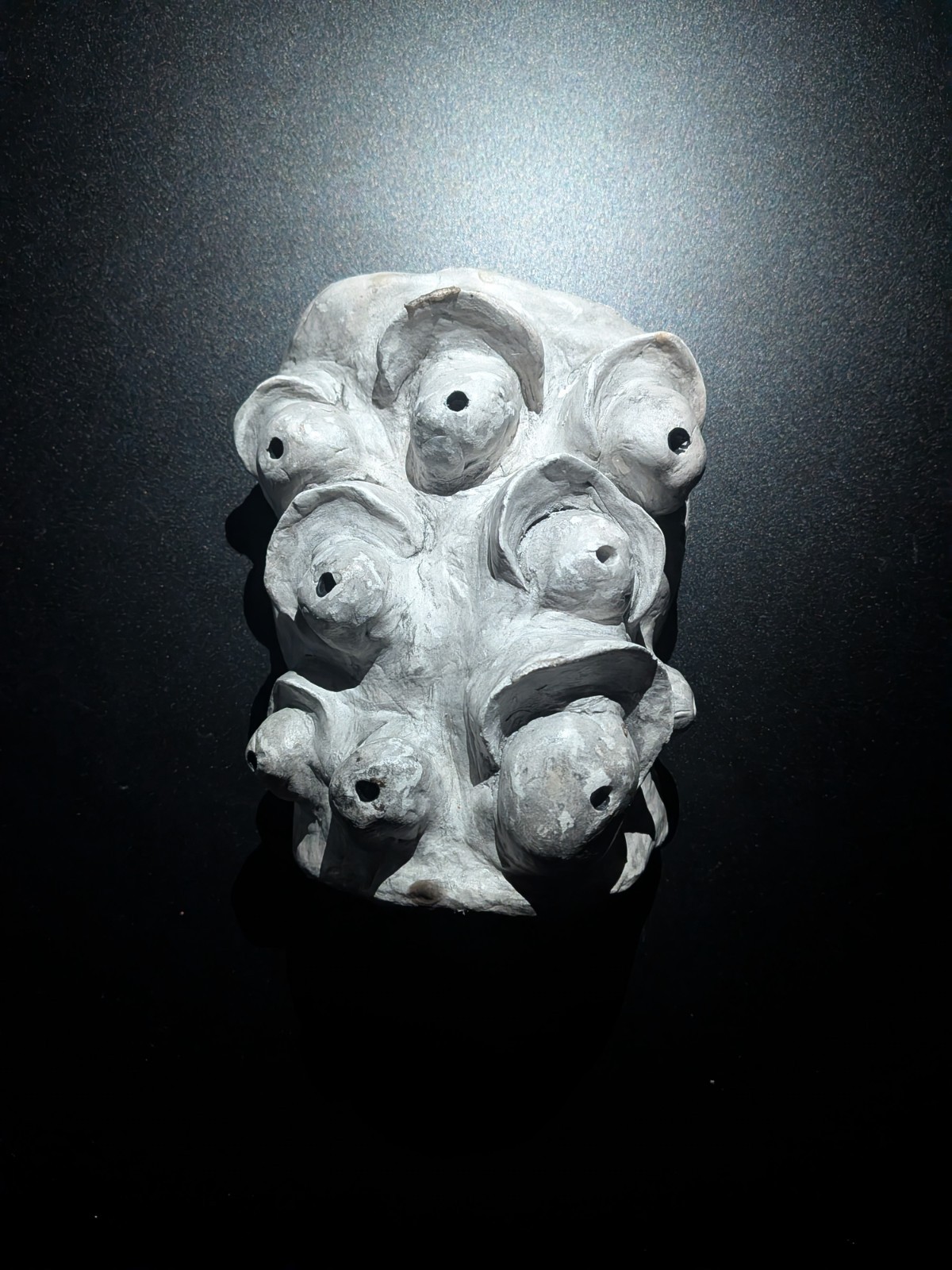 GHOST EYES Clay Demon Mask - Handmade Yokai Sculpture, White - Image 17