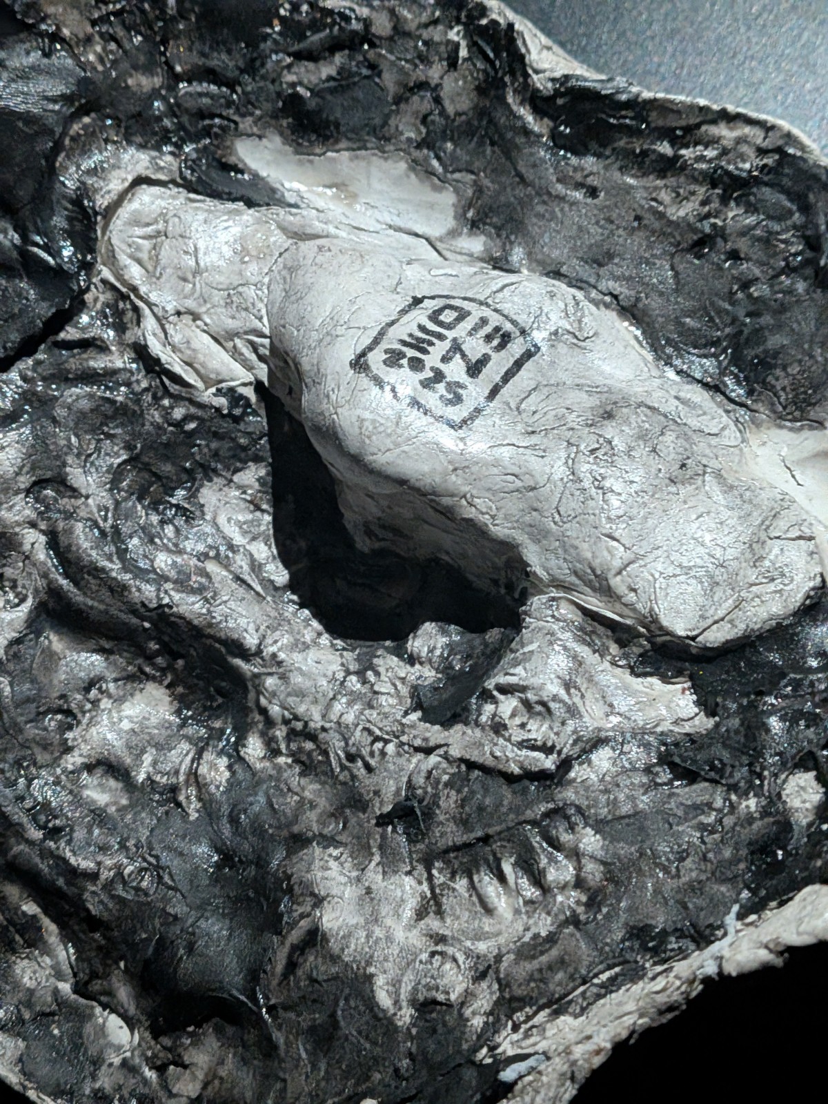 IWA-ZURA Clay Demon Mask - Handmade Yokai Sculpture, White - Image 12