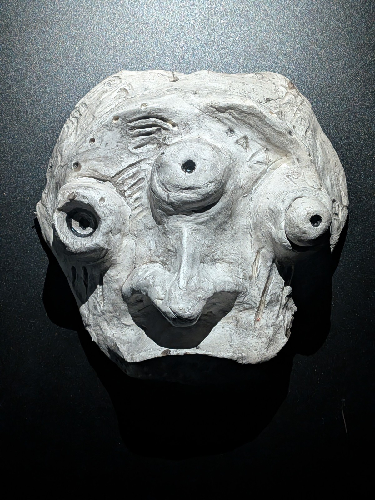 IWA-ZURA Clay Demon Mask - Handmade Yokai Sculpture, White - Image 13