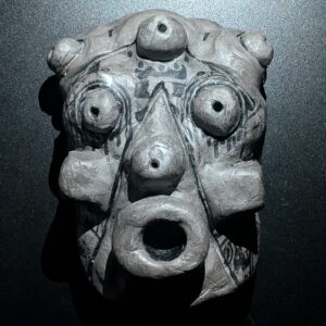 SHAMAN YOKAI Clay Spirit Mask - Handmade Japanese Demon Sculpture, White