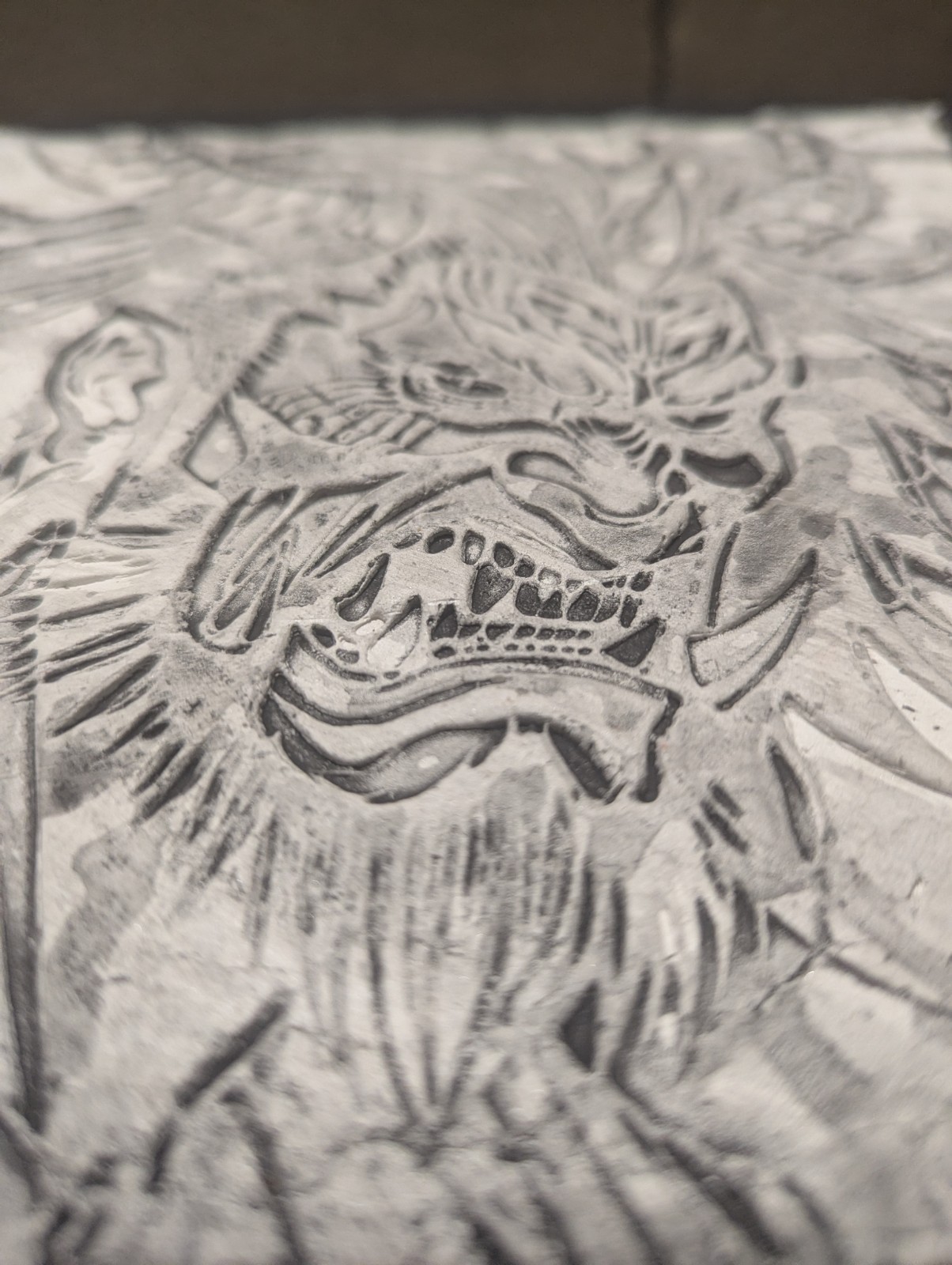 ONI YOKAI Clay Relief - Handmade Japanese Demon Sculpture, 20x20cm - Image 6