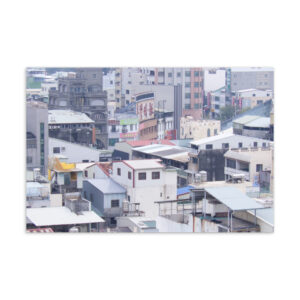 Dense Kaohsiung rooftop cityscape under overcast sky Taiwan, original photography postcard print