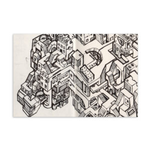 FRACTURED BLOCK – Cyberpunk City Postcard, Sketchbook Print