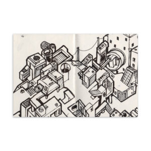 URBAN GRID SECTOR – Cyberpunk City Postcard, Sketchbook Print