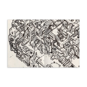ROOFTOP KANJI QUARTER – Cyberpunk City Postcard, Sketchbook Print