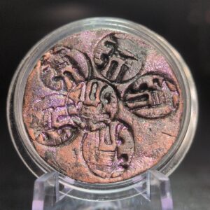CIPHER MASS Coin [CPM V01] - Handmade Clay, Violet/Iridescent, 27mm