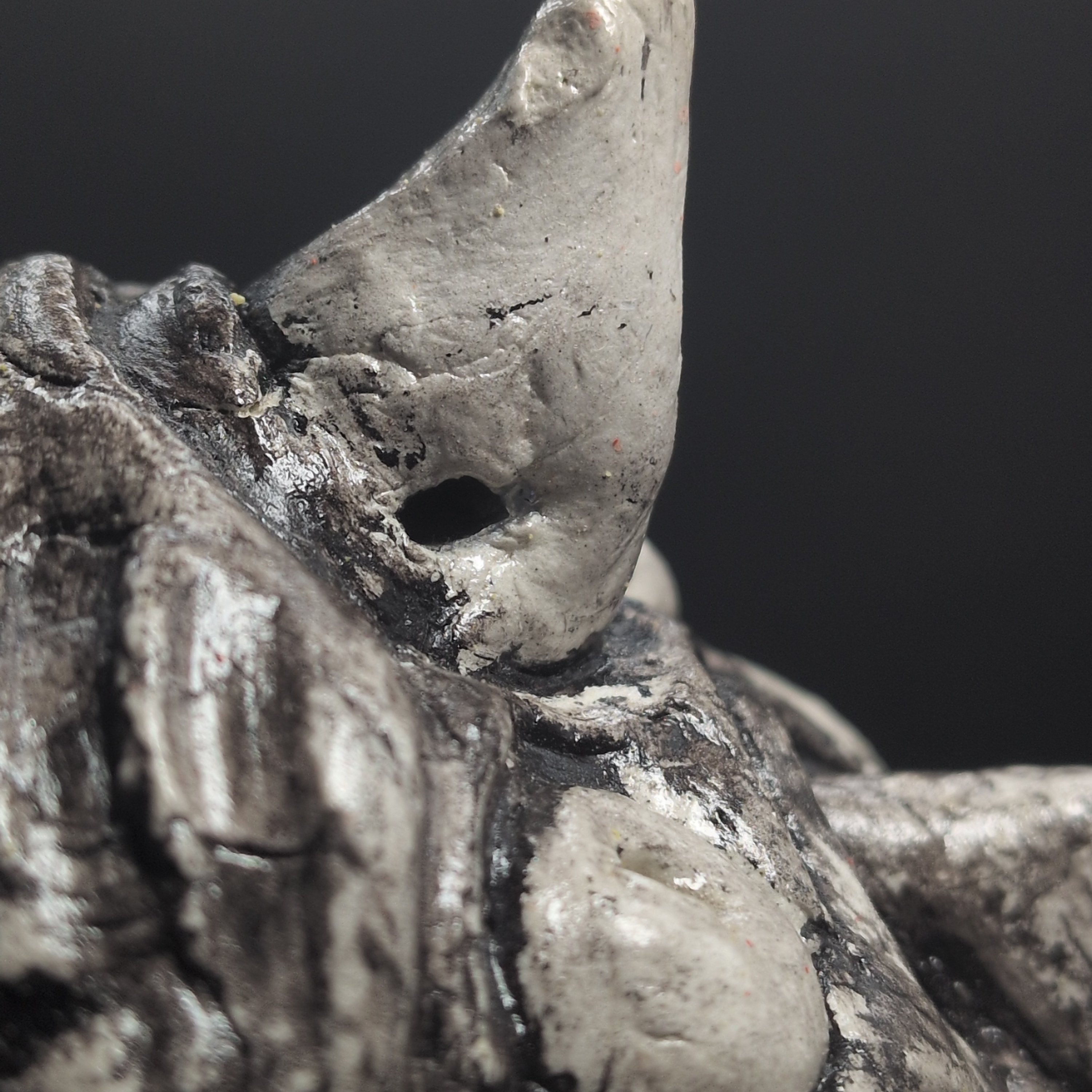 HOSOSHI ONI - Handmade Japanese Clay Effigy, Silver Black, Four-Eyed Watchman - Image 10