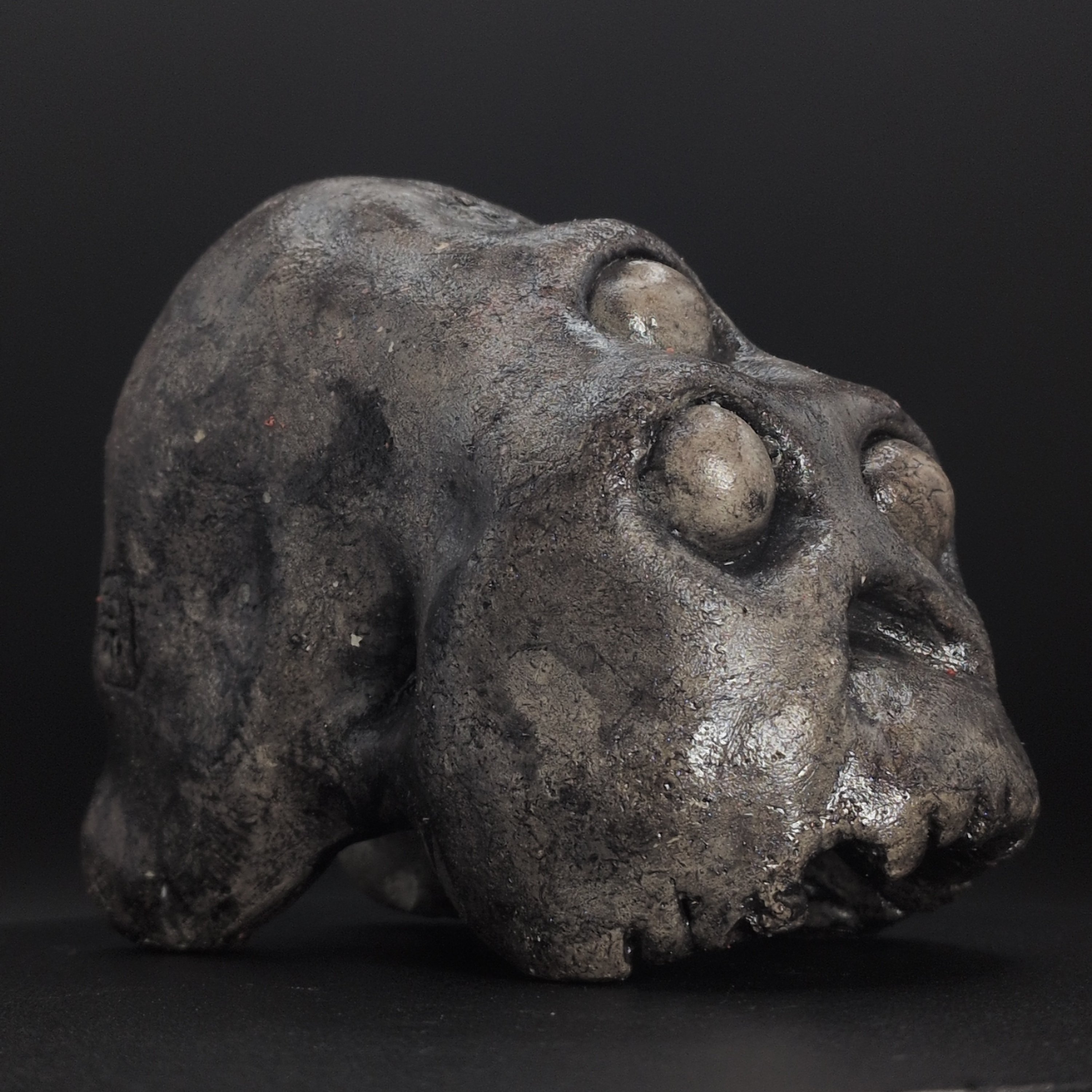 THREE-EYED SKULL - Handmade Japanese Yokai Effigy, Graphite, The Unsleeping - Image 2