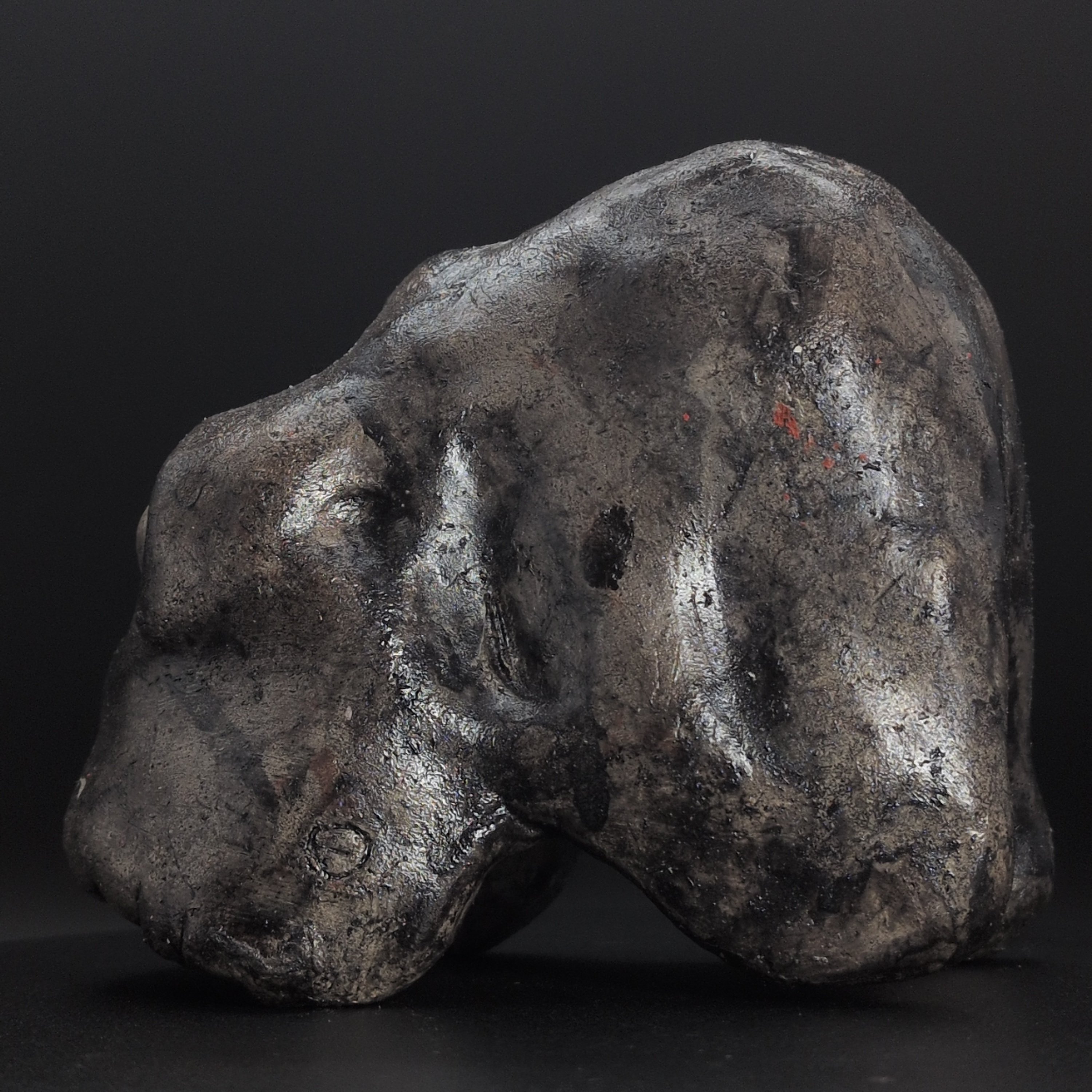 THREE-EYED SKULL - Handmade Japanese Yokai Effigy, Graphite, The Unsleeping - Image 4
